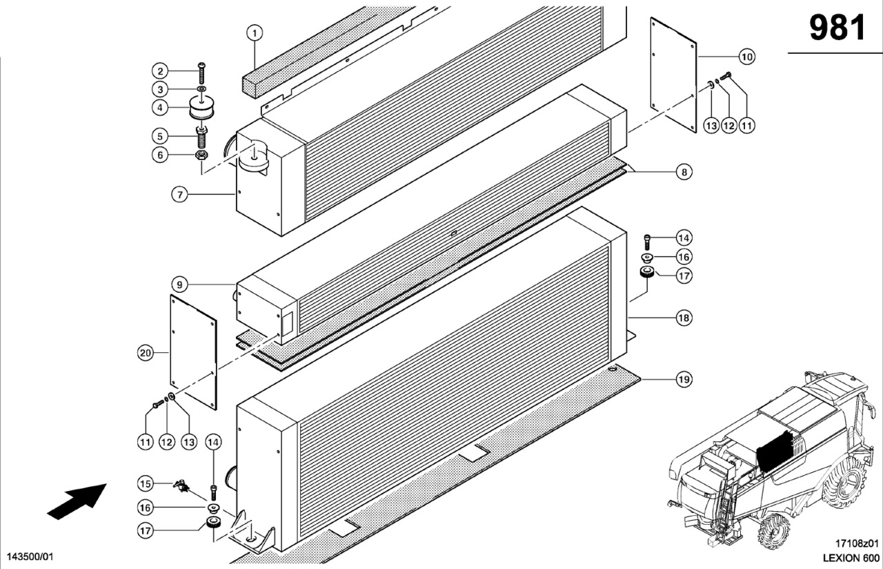 Claas Lexion 600 CHŁODNICA WODY 0007435992 (Układ chłodzenia) - Radiador para Cosechadora de granos: foto 1 Claas Lexion 600 CHŁODNICA WODY 0007435992 (Układ chłodzenia) - Radiador para Cosechadora de granos: foto 1