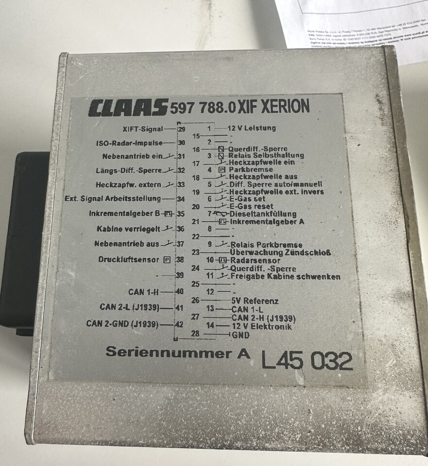 Claas Xerion Moduł / Sterownik XIF 597 788.0 | 597 788.1 | 597 788.2 - Unidad de control para Tractor: foto 1 Claas Xerion Moduł / Sterownik XIF 597 788.0 | 597 788.1 | 597 788.2 - Unidad de control para Tractor: foto 1