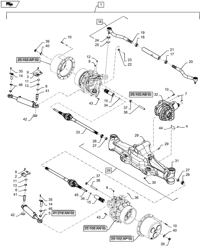New Holland T6090 T6070 Oś 84327626 - Eje y piezas para Tractor: foto 1 New Holland T6090 T6070 Oś 84327626 - Eje y piezas para Tractor: foto 1