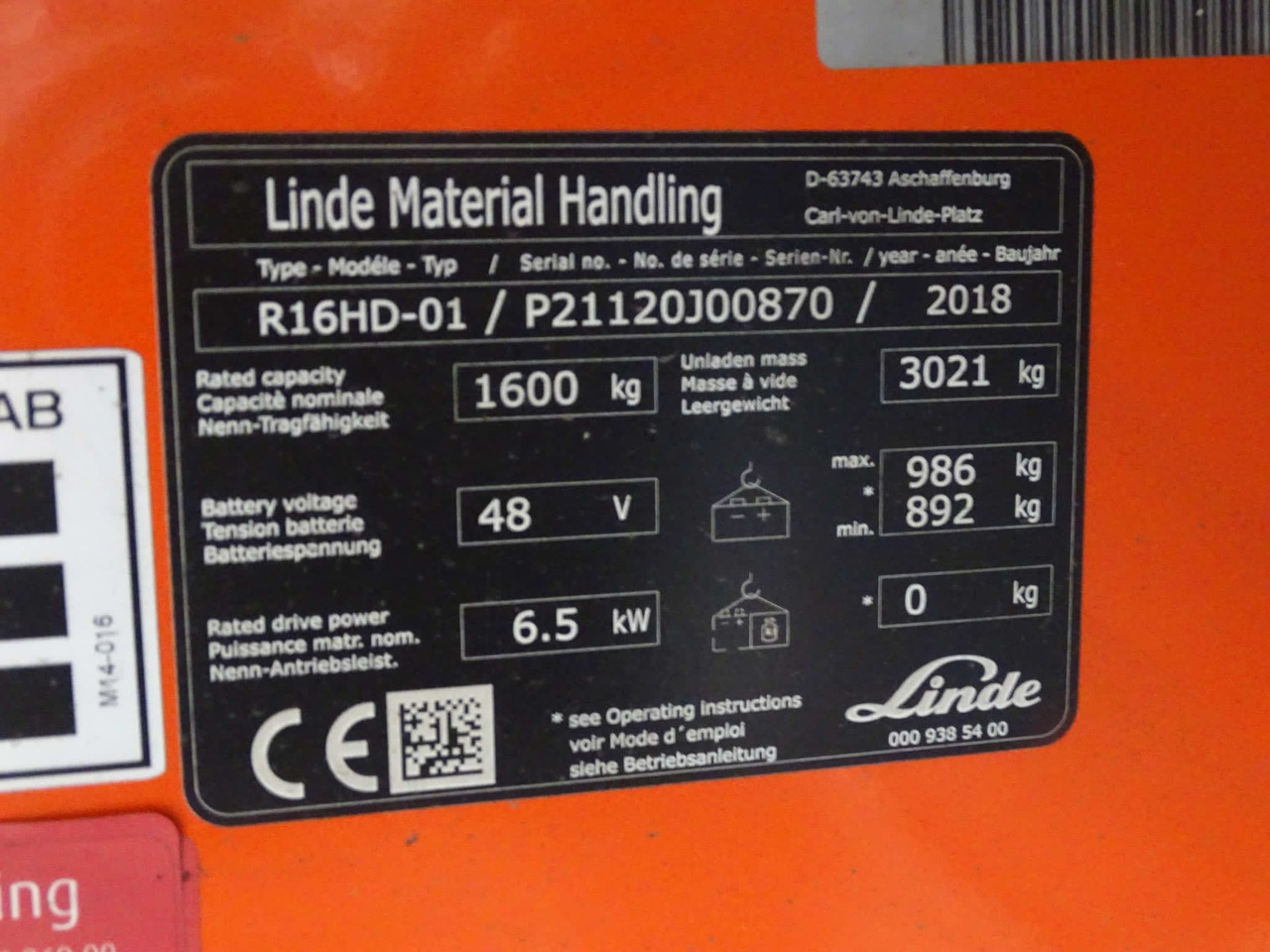 Linde R16HD-01 - Retráctil: foto 2 Linde R16HD-01 - Retráctil: foto 2