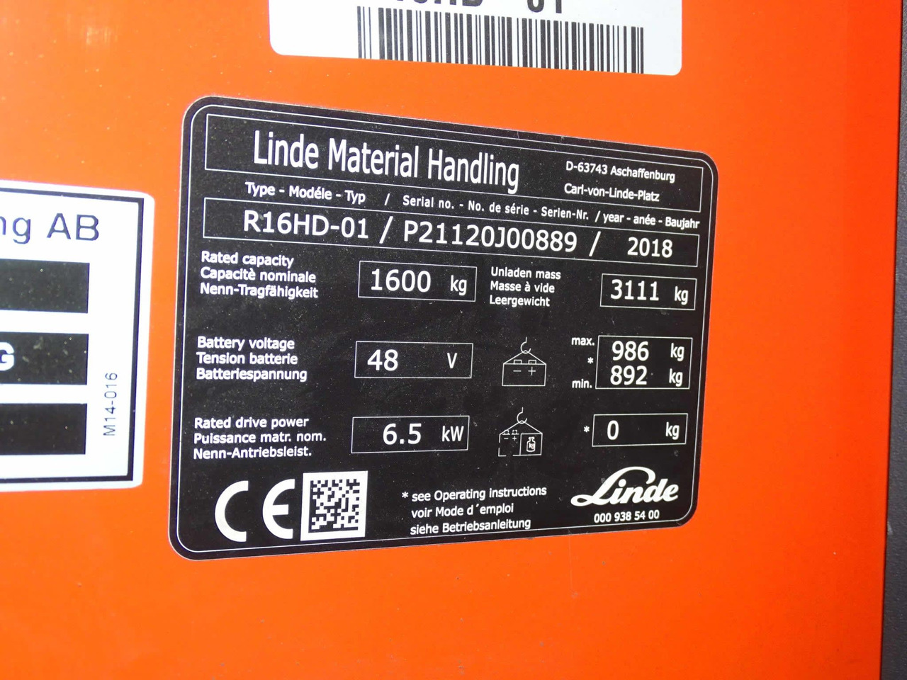Linde R16HD-01 - Retráctil: foto 2 Linde R16HD-01 - Retráctil: foto 2