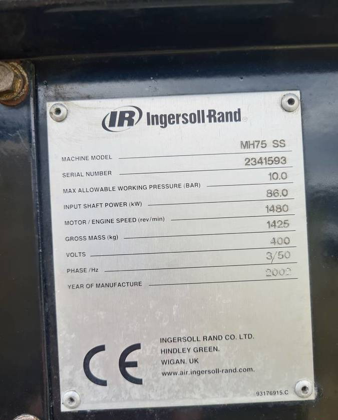 Kompresor śrubowy INGERSOLL RAND MH75 - Compresor de aire: foto 5 Kompresor śrubowy INGERSOLL RAND MH75 - Compresor de aire: foto 5