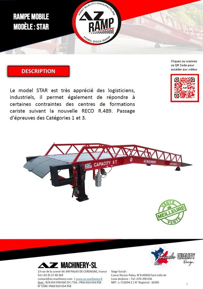 **RENTAL** Loading Ramp with with hydraulic tilting bridge - AZ RAMP - STAR- 8T. 8 ton capacity - Rampa de carga: foto 3 **RENTAL** Loading Ramp with with hydraulic tilting bridge - AZ RAMP - STAR- 8T. 8 ton capacity - Rampa de carga: foto 3