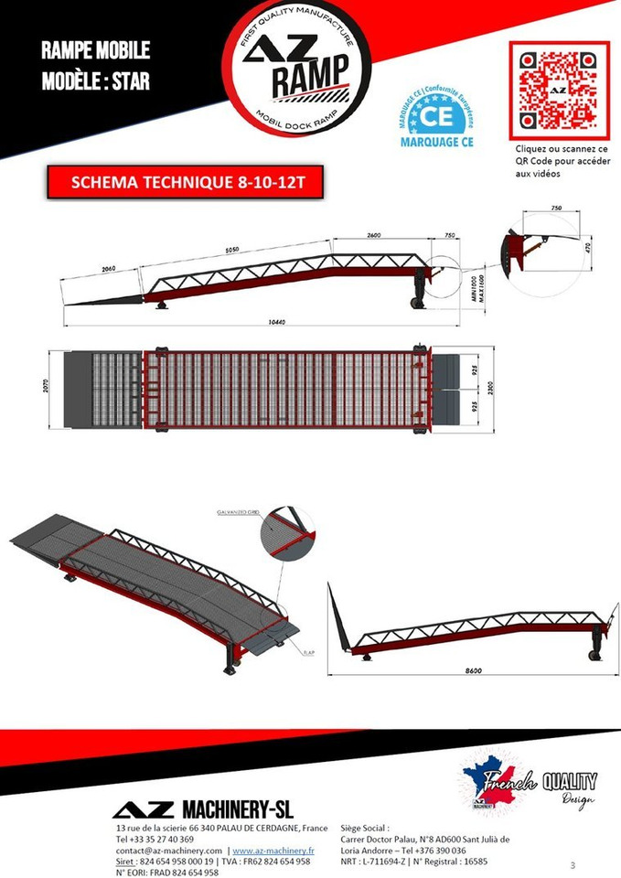 Rampa de carga **RENTAL** Loading Ramp with with hydraulic tilting bridge - AZ RAMP - STAR- 8T. 8 ton capacity: foto 5 Rampa de carga **RENTAL** Loading Ramp with with hydraulic tilting bridge - AZ RAMP - STAR- 8T. 8 ton capacity: foto 5