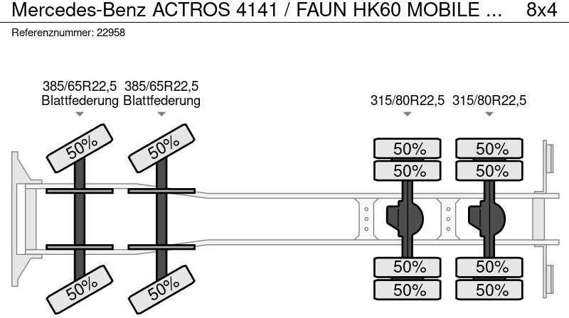 Camión grúa Mercedes-Benz ACTROS 4141 / FAUN HK60 MOBILE CRANE WITH JIB: foto 10