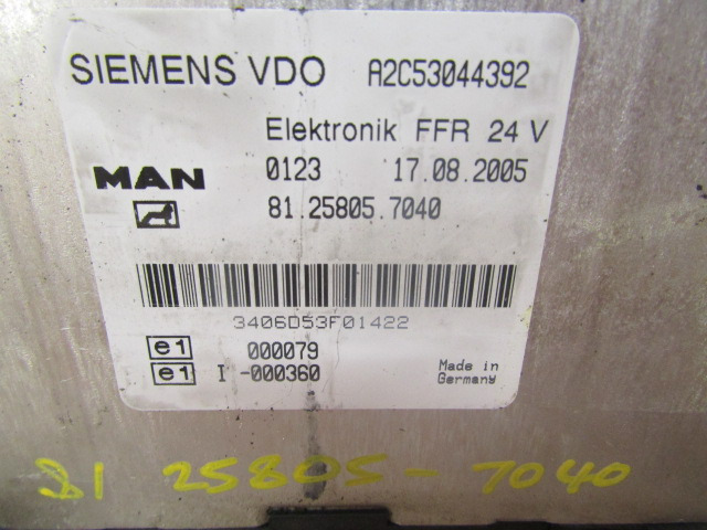 MAN TGA ELECTRONIC FFR UNIT P/NO 81.25805.7040 - Sistema eléctrico para Camión: foto 2 MAN TGA ELECTRONIC FFR UNIT P/NO 81.25805.7040 - Sistema eléctrico para Camión: foto 2