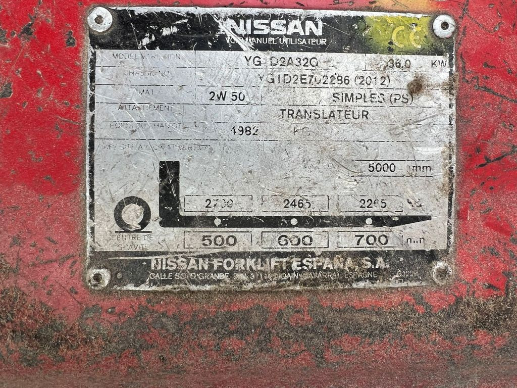 Nissan 32 Diesel 13100 Stunden - Carretilla elevadora: foto 2 Nissan 32 Diesel 13100 Stunden - Carretilla elevadora: foto 2