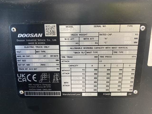 Doosan B35X-7 PLUS - Carretilla elevadora eléctrica: foto 5 Doosan B35X-7 PLUS - Carretilla elevadora eléctrica: foto 5