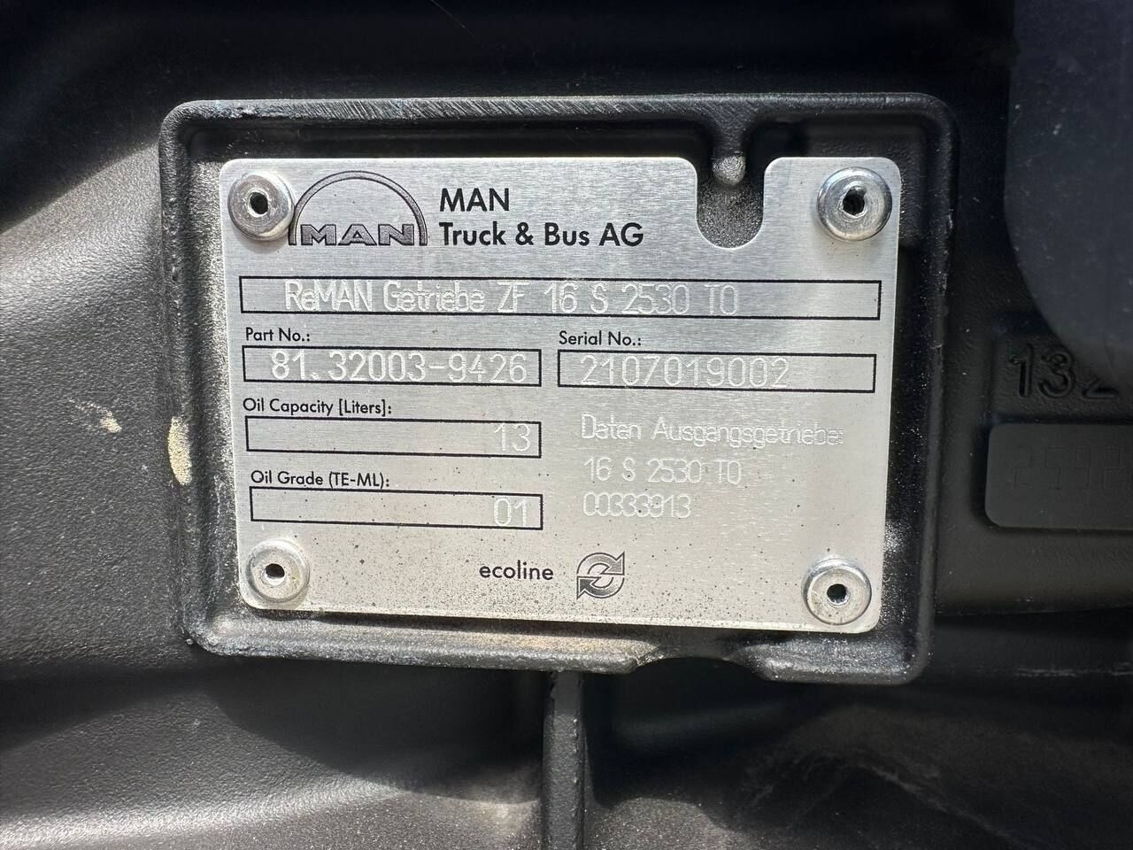 MAN 16 S 2530 TO MAN - Caja de cambios para Camión: foto 2 MAN 16 S 2530 TO MAN - Caja de cambios para Camión: foto 2