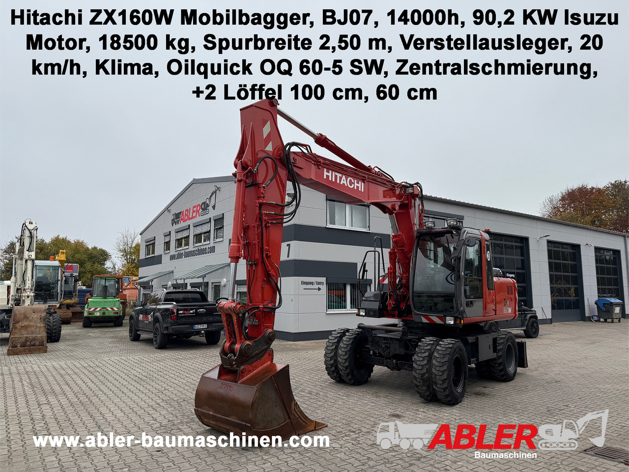Hitachi ZX 160 W Mobilbagger Klima Zentralschmierung OQ 60-5 - Excavadora de ruedas: foto 1 Hitachi ZX 160 W Mobilbagger Klima Zentralschmierung OQ 60-5 - Excavadora de ruedas: foto 1