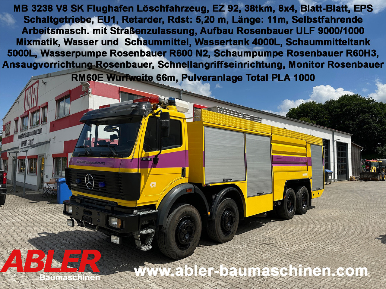 Mercedes-Benz 3238 SK Löschfahrzeug Rosenbauer Wasser + Schaum 66m Wurfweite - Camión de bomberos: foto 1 Mercedes-Benz 3238 SK Löschfahrzeug Rosenbauer Wasser + Schaum 66m Wurfweite - Camión de bomberos: foto 1