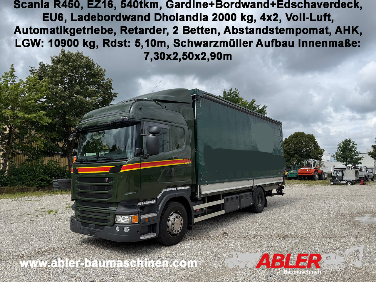 Scania R450 Gardine+Bordwand+Edscha AHK LBW - Camión lona: foto 1 Scania R450 Gardine+Bordwand+Edscha AHK LBW - Camión lona: foto 1