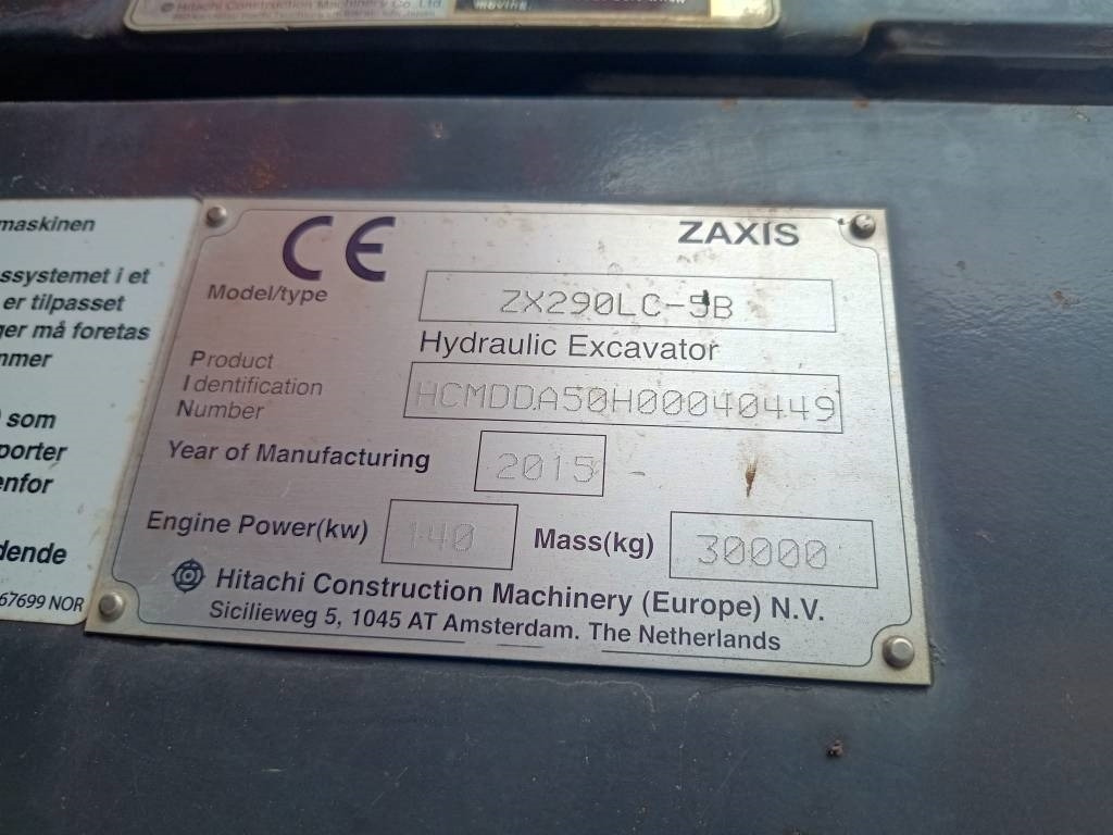 Excavadora de cadenas Hitachi ZX290LC-5 HUIPPUVARUSTEET: foto 19