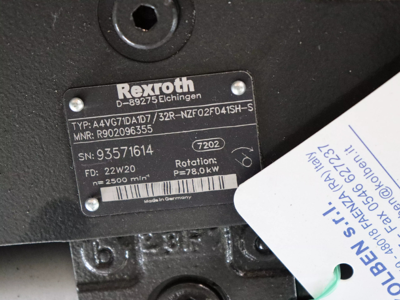REXROTH A4VG71DA1D7/32R-NZF02F041SH-S - Bomba hidráulica para Maquinaria de construcción: foto 3 REXROTH A4VG71DA1D7/32R-NZF02F041SH-S - Bomba hidráulica para Maquinaria de construcción: foto 3