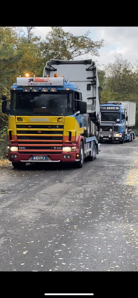 Camión portavehículos para transporte de equipos pesados SCANIA 164 480 V8 GS MEPPEL: foto 20