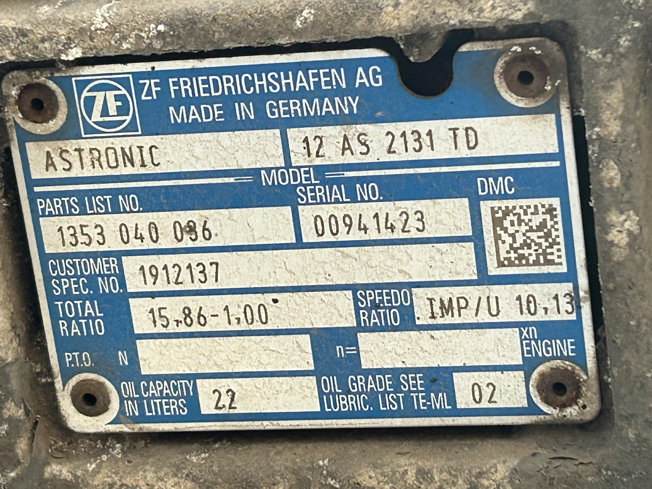 12AS2131 TD WITH INTARDER DAF XF 106 - Caja de cambios para Camión: foto 3 12AS2131 TD WITH INTARDER DAF XF 106 - Caja de cambios para Camión: foto 3