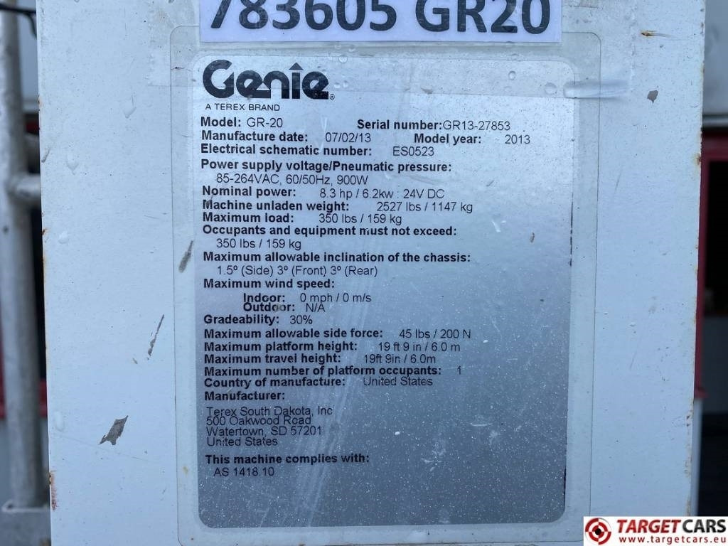 Plataforma de mástil vertical Genie GR-20 RunAbout Electric Vertical Mast Lift 802cm: foto 10 Plataforma de mástil vertical Genie GR-20 RunAbout Electric Vertical Mast Lift 802cm: foto 10