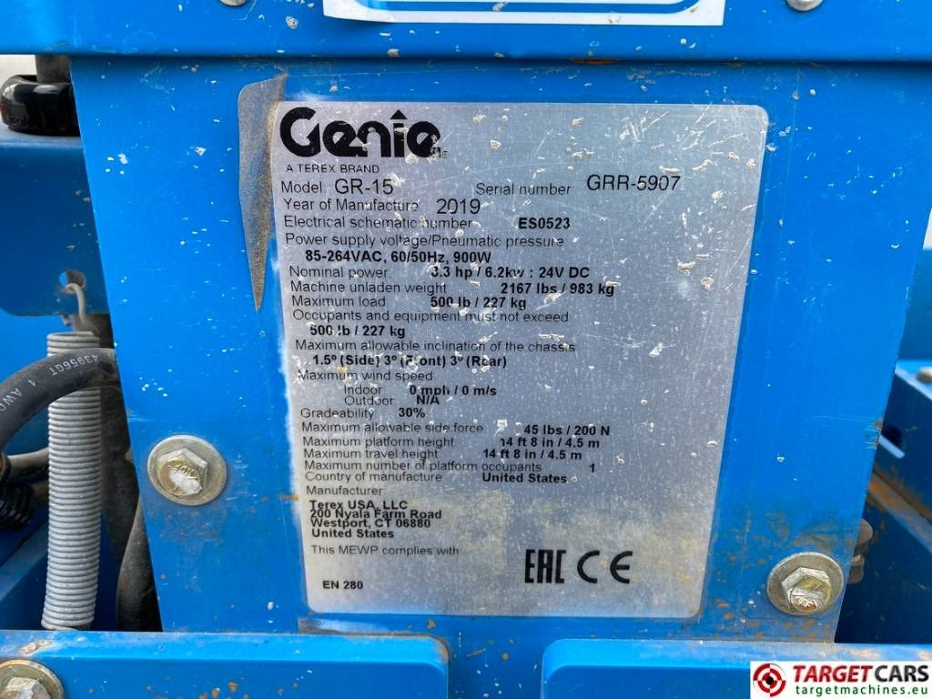 Plataforma de mástil vertical Genie GR15 RunAbout Electric Vertical Mast Lift 652cm: foto 10