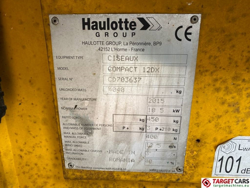 Plataforma de tijeras Haulotte Compact 12DX Diesel 4x4 Scissor Work Lift 1206cm: foto 10