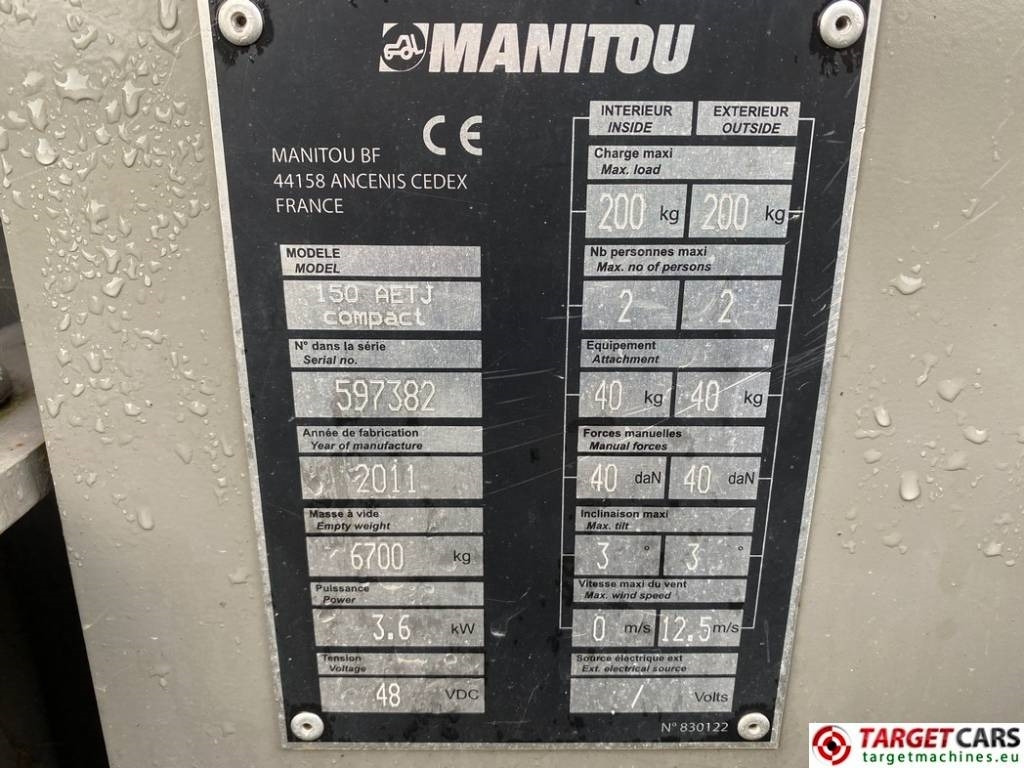 Plataforma articulada Manitou 150AETJC El Articulated 150AETJ Boom 15M DEFECT: foto 10 Plataforma articulada Manitou 150AETJC El Articulated 150AETJ Boom 15M DEFECT: foto 10
