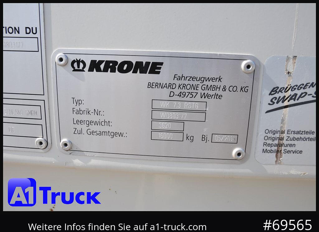 KRONE Wechselbrücke BDF 7,45 Koffer, Textil 2750mm innen, 20 x vorhanden - Caja cerrada: foto 4 KRONE Wechselbrücke BDF 7,45 Koffer, Textil 2750mm innen, 20 x vorhanden - Caja cerrada: foto 4