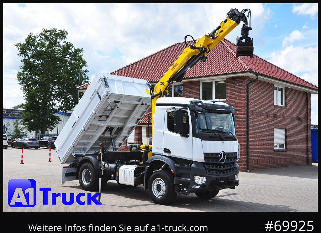 MERCEDES-BENZ Arocs 1840, Kipper + Kran,Funk Navi, - Camión grúa, Camión volquete: foto 1 MERCEDES-BENZ Arocs 1840, Kipper + Kran,Funk Navi, - Camión grúa, Camión volquete: foto 1