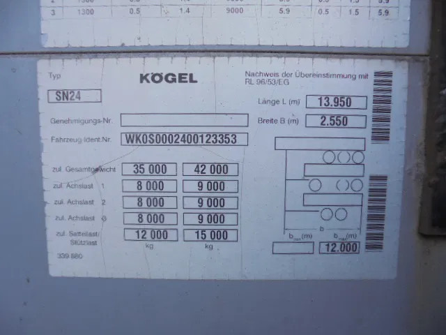 Semirremolque lona Kögel SNCC 24: foto 16