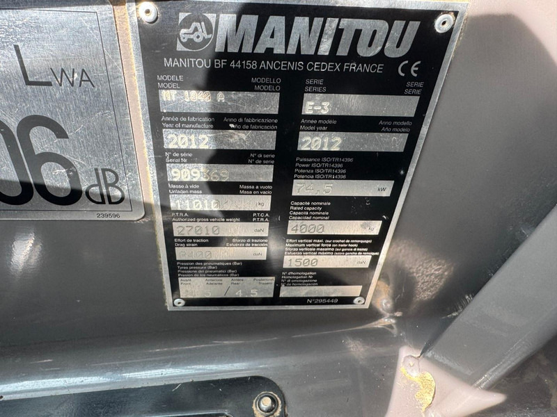 Manipulador telescópico Manitou MT 1840 A: foto 10