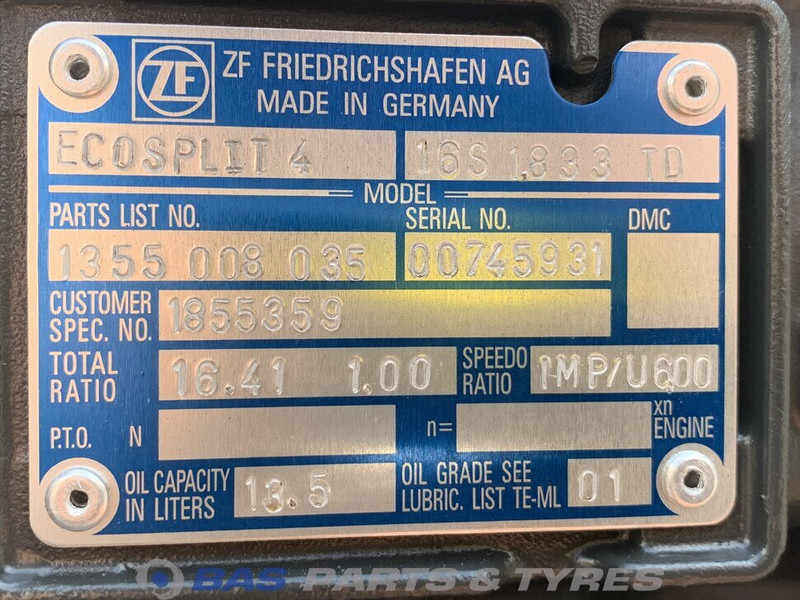 DAF XF106 DAF 16S1833 TD Versnellingsbak 1800079 - Caja de cambios para Camión: foto 5 DAF XF106 DAF 16S1833 TD Versnellingsbak 1800079 - Caja de cambios para Camión: foto 5