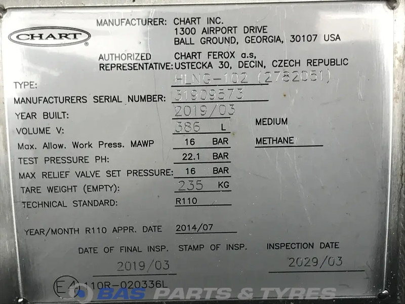 Scania LNG tank Scania 352 Liter 1776103 - Depósito de combustible para Camión: foto 5 Scania LNG tank Scania 352 Liter 1776103 - Depósito de combustible para Camión: foto 5
