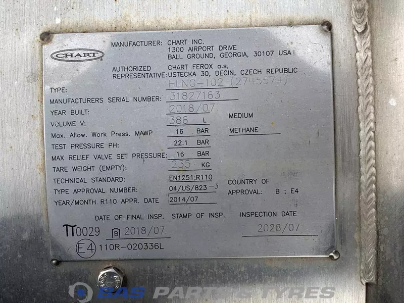 Scania LNG tank Scania 352 Liter 1776103 - Depósito de combustible para Camión: foto 5 Scania LNG tank Scania 352 Liter 1776103 - Depósito de combustible para Camión: foto 5
