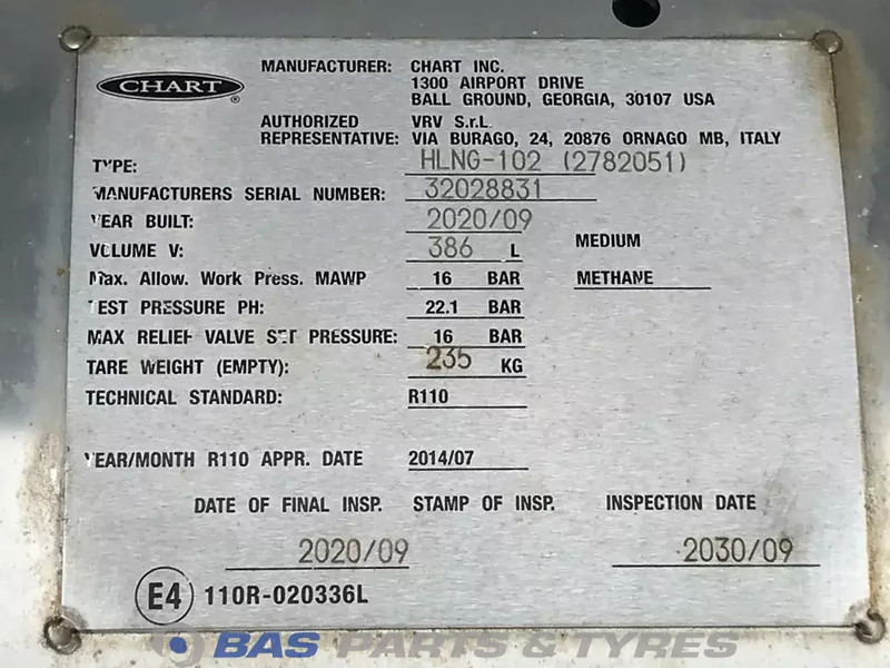 Scania LNG tank Scania 352 Liter 2574686 - Depósito de combustible para Camión: foto 5 Scania LNG tank Scania 352 Liter 2574686 - Depósito de combustible para Camión: foto 5