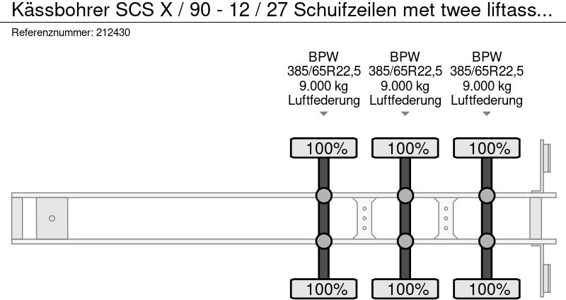 Semirremolque lona nuevo Kässbohrer SCS X / 90 - 12 / 27 Schuifzeilen met twee liftassen en hefdak 500mm: foto 17