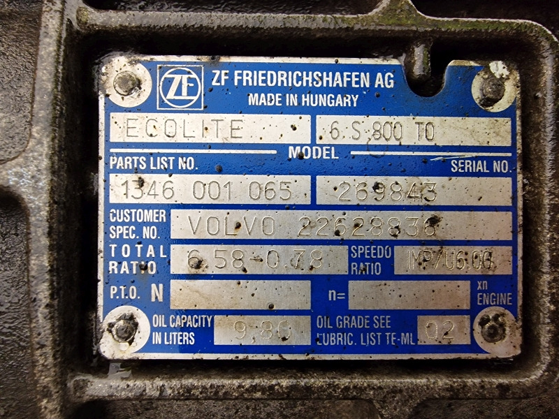 Caja de cambios ZF Ecolite 6S800TO  /STO8006 Volvo Spec Gearbox: foto 11