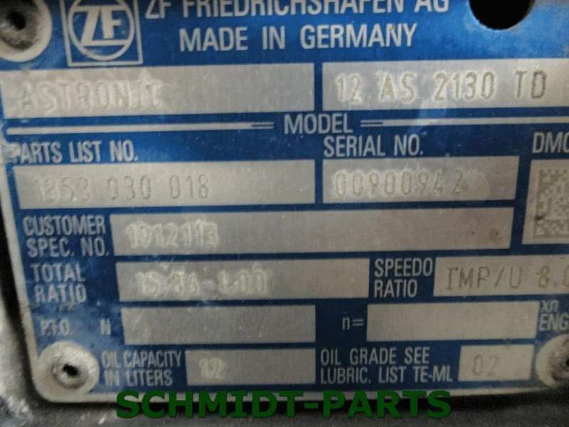 DAF 1912113 TRANSMISSIE 12 AS 2130 TD UITGEVOERD MET 3 D PTO EURO 6 CF XF - Caja de cambios para Camión: foto 2 DAF 1912113 TRANSMISSIE 12 AS 2130 TD UITGEVOERD MET 3 D PTO EURO 6 CF XF - Caja de cambios para Camión: foto 2