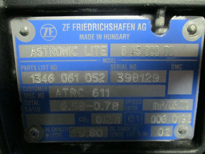 DAF LF 1719058 TRANMISSIE 6 AS 800 TO / Ratio 6.58-078 EURO 6 NIEUW! - Caja de cambios para Camión: foto 2 DAF LF 1719058 TRANMISSIE 6 AS 800 TO / Ratio 6.58-078 EURO 6 NIEUW! - Caja de cambios para Camión: foto 2