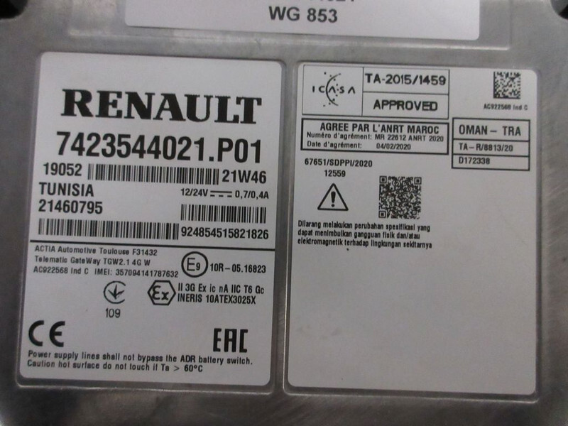 Renault 7423544021 TELEMATICA MODULE D210 EURO 6 - Sistema eléctrico para Camión: foto 2 Renault 7423544021 TELEMATICA MODULE D210 EURO 6 - Sistema eléctrico para Camión: foto 2