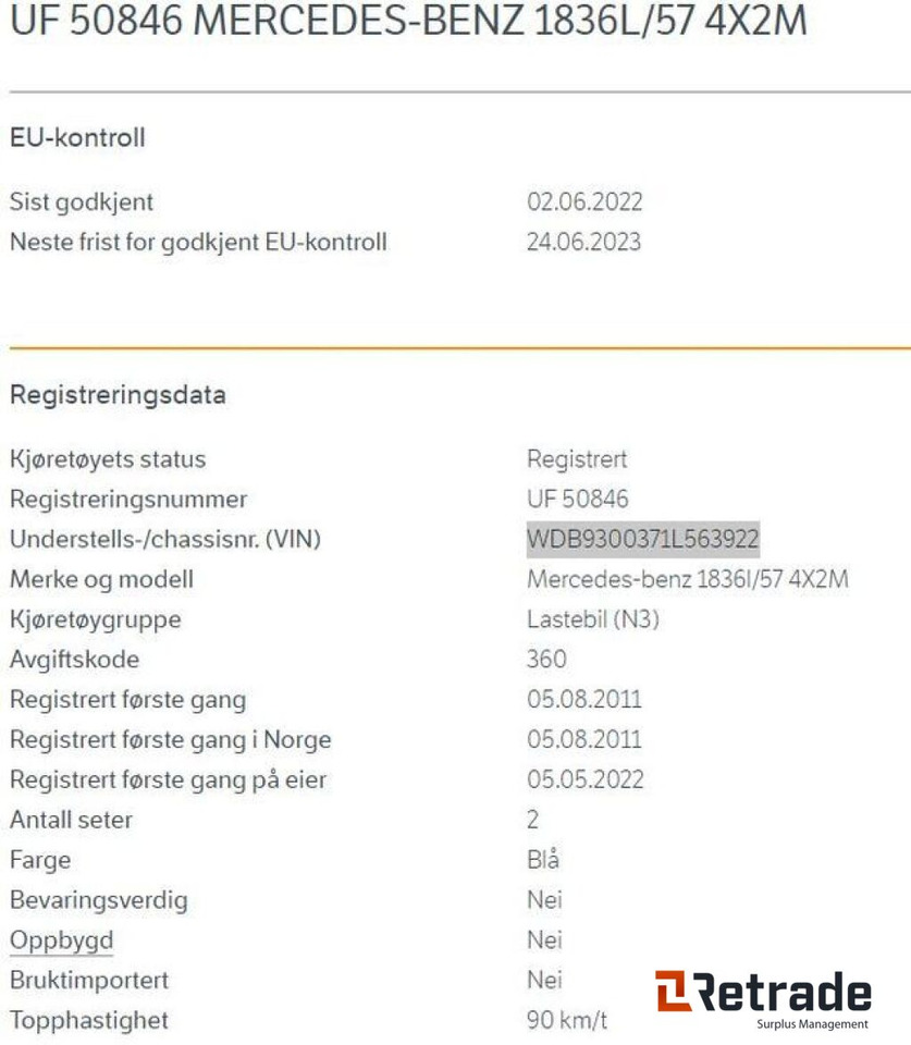 Leasing para  2011 mod. MB ACTROS 1836 4x2 KRANBIL 2011 mod. MB ACTROS 1836 4x2 KRANBIL: foto 19