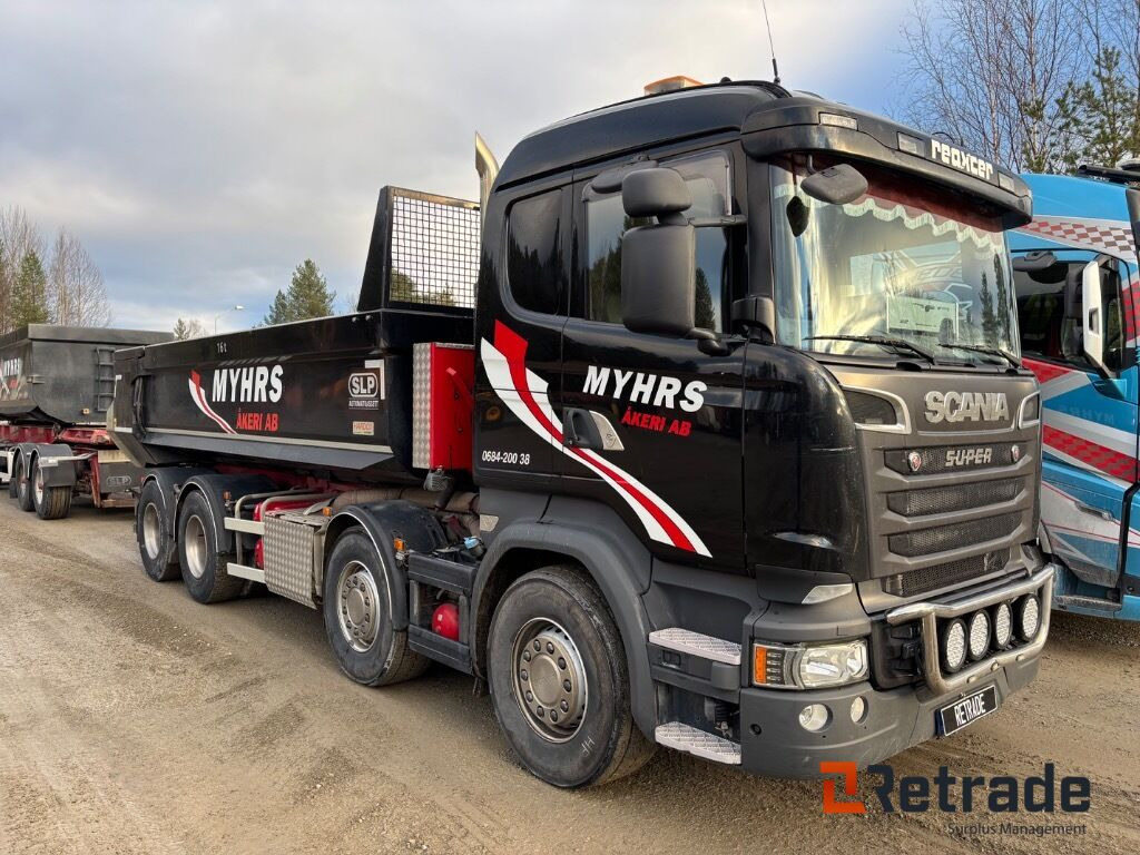 Camión volquete, Remolque multilift/ Portacontenedores de cadenas Kassettbilsekipage Scania R730 8X4: foto 8