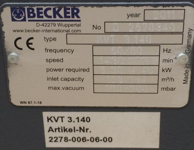 Becker KVT 3.140 Rotary vane vacuum pump - Maquinaria industrial: foto 2 Becker KVT 3.140 Rotary vane vacuum pump - Maquinaria industrial: foto 2