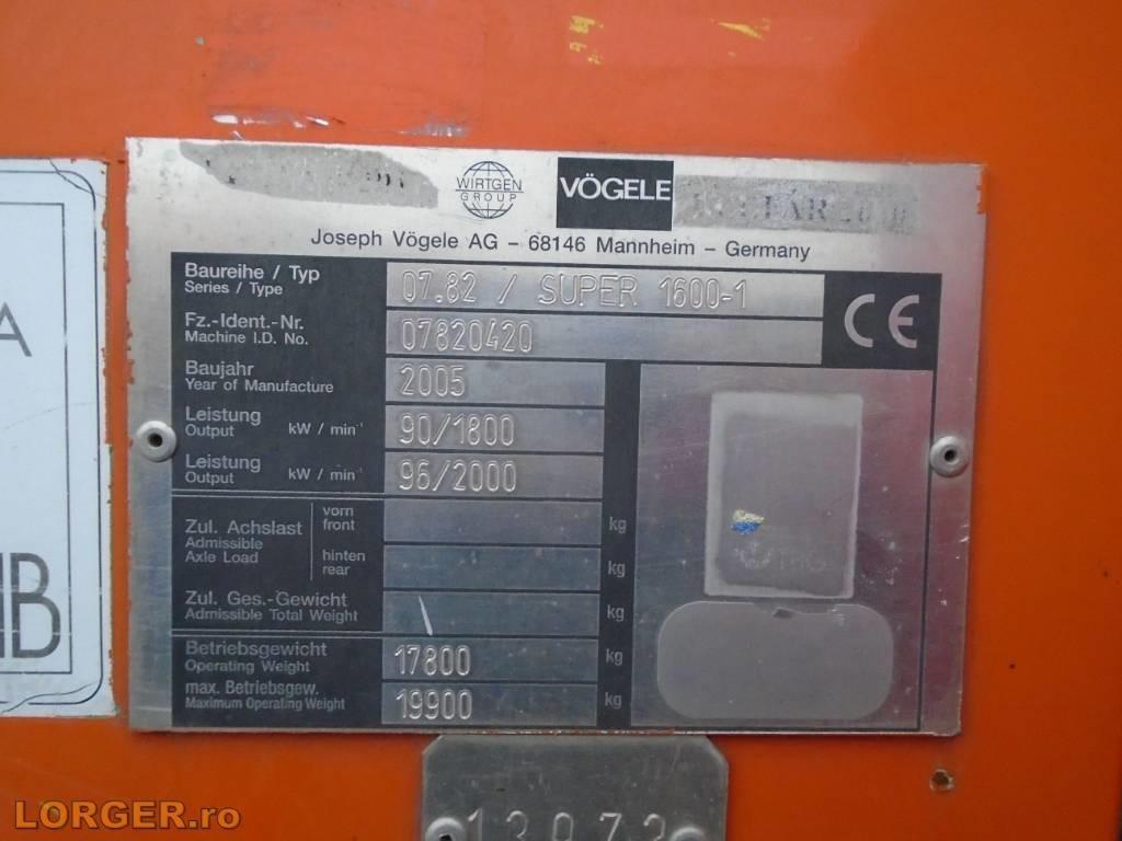 Pavimentadora de asfalto Vögele Super 1600: foto 13