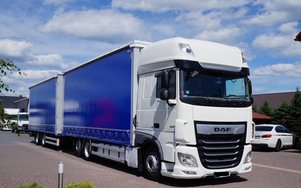 DAF XF 480 EURO 6 ZESTAW TANDEM PRZEJAZDOWY 120 M3 7,7 M + 7,7 M WECON - Camión lona: foto 1 DAF XF 480 EURO 6 ZESTAW TANDEM PRZEJAZDOWY 120 M3 7,7 M + 7,7 M WECON - Camión lona: foto 1