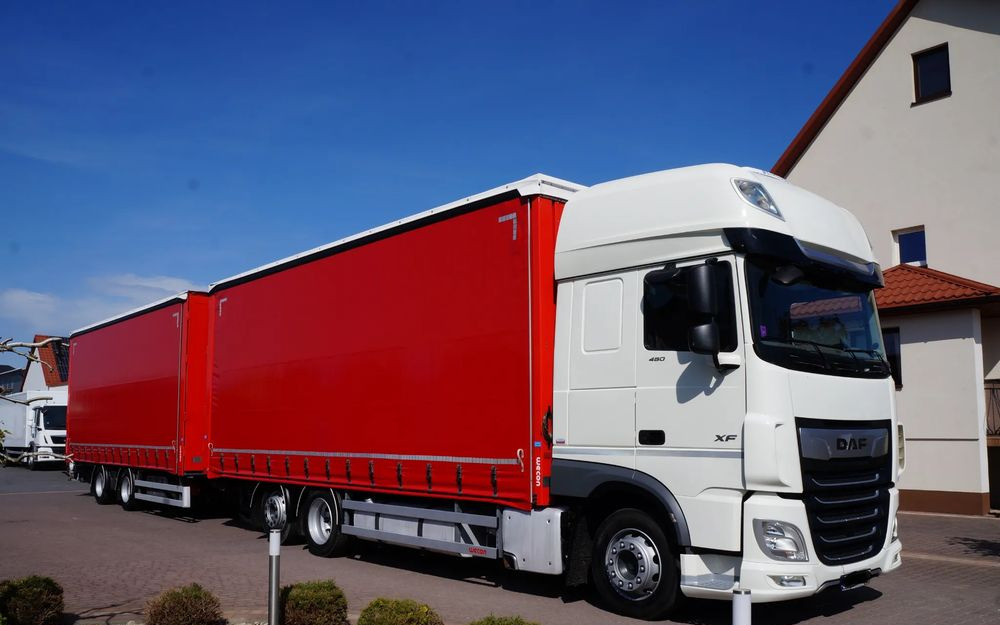 DAF XF 480 EURO 6 ZESTAW TANDEM PRZEJAZDOWY 120 M3 7,8 M + 7,8 M WECON - Camión lona: foto 1 DAF XF 480 EURO 6 ZESTAW TANDEM PRZEJAZDOWY 120 M3 7,8 M + 7,8 M WECON - Camión lona: foto 1