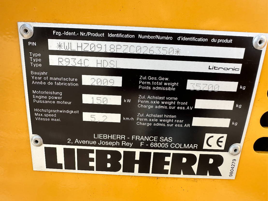 Excavadora de cadenas Liebherr R934C Hdsl: foto 17