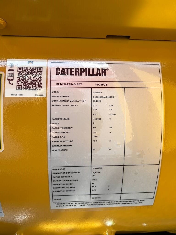 CAT DE275E0 - C9 - 275 kVA Generator - DPX-18020 - Generador industriale: foto 4 CAT DE275E0 - C9 - 275 kVA Generator - DPX-18020 - Generador industriale: foto 4