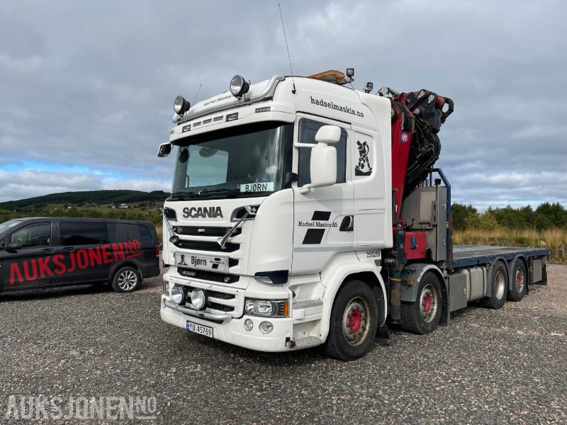 2016 Scania R-serie 8x2 HMF 85TM kranbil, Komplett karmsett, Kran sertifisert Aug 2025, Eu godkjent til 05.10.2026, klar til nye oppdrag ! - Camión grúa: foto 1 2016 Scania R-serie 8x2 HMF 85TM kranbil, Komplett karmsett, Kran sertifisert Aug 2025, Eu godkjent til 05.10.2026, klar til nye oppdrag ! - Camión grúa: foto 1