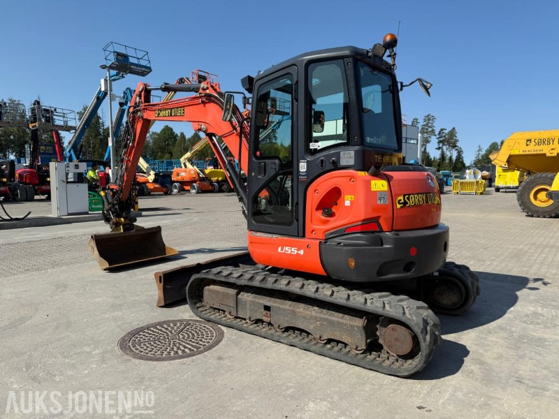 Excavadora 2018 Kubota U55-4 BELTEGRAVER ENGCON TILTROTATOR 2 SKUFFER SERVICEHISTORIKK SENTRALSMØRING: foto 6