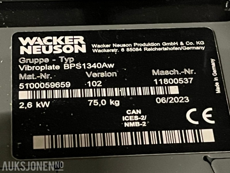 2023 Wacker Neuson Vibroplate BPS1340Aw 75kg - Equipo de construcción: foto 3 2023 Wacker Neuson Vibroplate BPS1340Aw 75kg - Equipo de construcción: foto 3