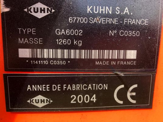 Kuhn GA 6002 Andaineur - Henificadora: foto 4 Kuhn GA 6002 Andaineur - Henificadora: foto 4