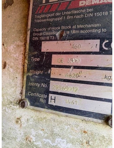 Terex Demag 160t hook block 5-sheave CC2800 / TC2800 - Grúa para camión para Maquinaria de construcción: foto 5 Terex Demag 160t hook block 5-sheave CC2800 / TC2800 - Grúa para camión para Maquinaria de construcción: foto 5